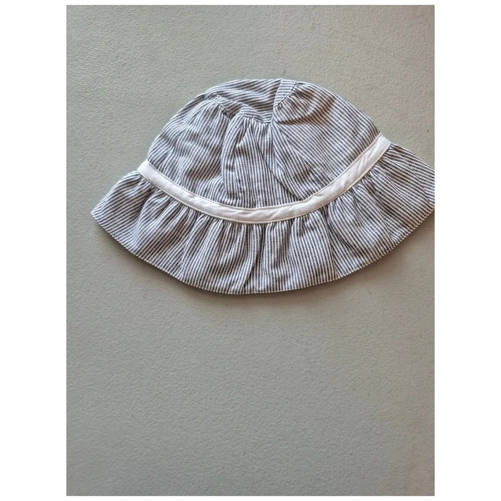 Janie and Jack Baby Girl Striped Sun Hat 3 to‎ 6 Months White Bow Accent